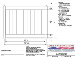 AFC-025   6' Tall x 8' Wide Privacy Fence Woodlands Series