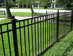 6' x 6' Aluminum Ornamental Flat Top Series A 3-Rail - Standard Picket