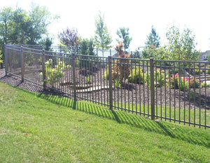 5' x 6' Aluminum Ornamental Flat Top Series A 3-Rail - Standard Picket