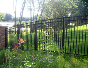 4' x 6' Aluminum Ornamental Flat Top Series A 3-Rail - Standard Picket