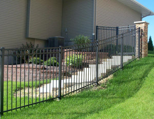 6' x 6' Aluminum Ornamental Flat Top Series A 3-Rail - Standard Picket