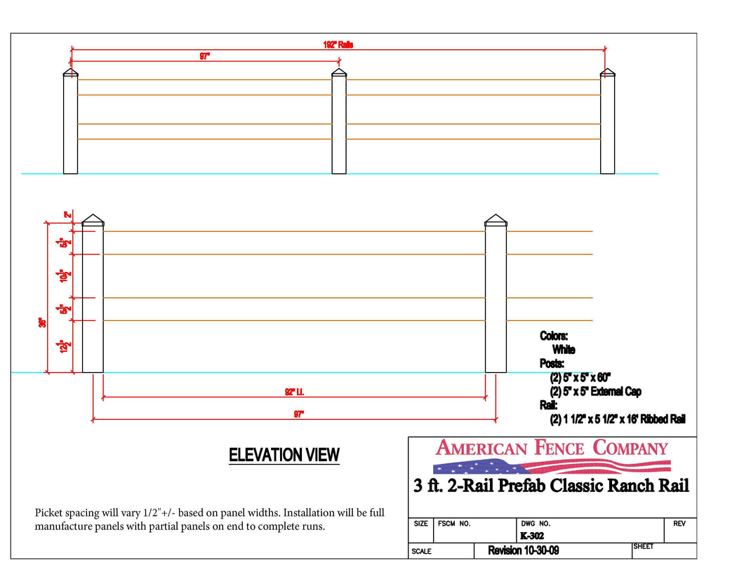 3ft 2 Rail Split Rail, K-302