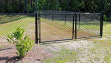 Residential Black Chain Link Double Drive Gate