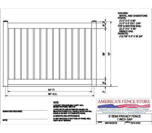 [200 Feet Of Fence] 6' Tall Semi-Privacy 1" Air Space AFC-030 Vinyl Complete Fence Package