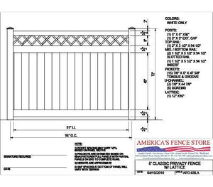 AFC6SLA   6' Tall x 8' Wide Privacy Fence with Lattice Accent