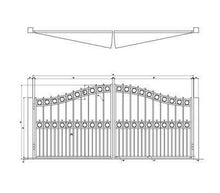 Over Arch Swing Gate with Alternating Pickets and Rings