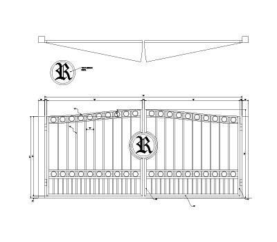 Custom Full Over Arch Gate With Personal Emblem & Top and Bottom Rings