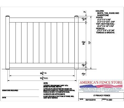 K-28D 6' Tall x 8' Wide Privacy Fence