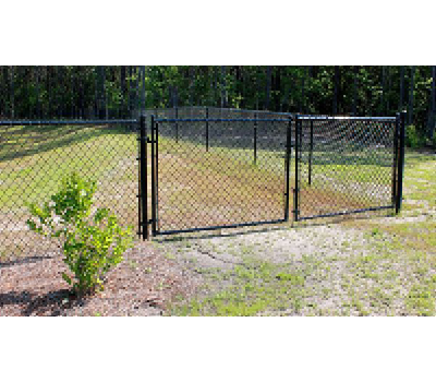 Residential Black Chain Link Double Drive Gate