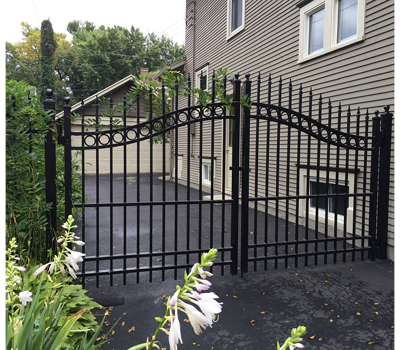 Over Arch Aluminum Double Drive Swing Gate